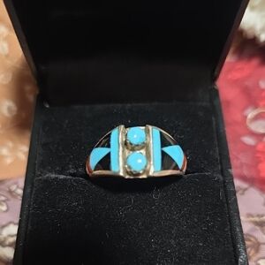 Native Multistone 925 Silver Ring Size 5.75